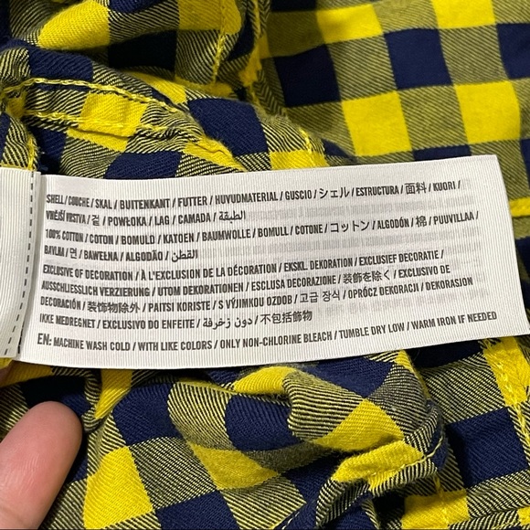 Abercrombie Kids Yellow Navy Check Collar Longsleeve ButtonDown Shirt size 13-14 - Picture 7 of 12